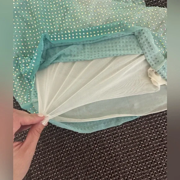 Self Portrait Green Contour Print Rhinestone Dress - Picture 14 of 17